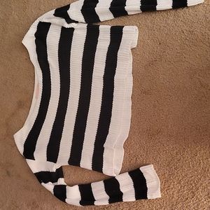 Cropped black and white stripe sweater